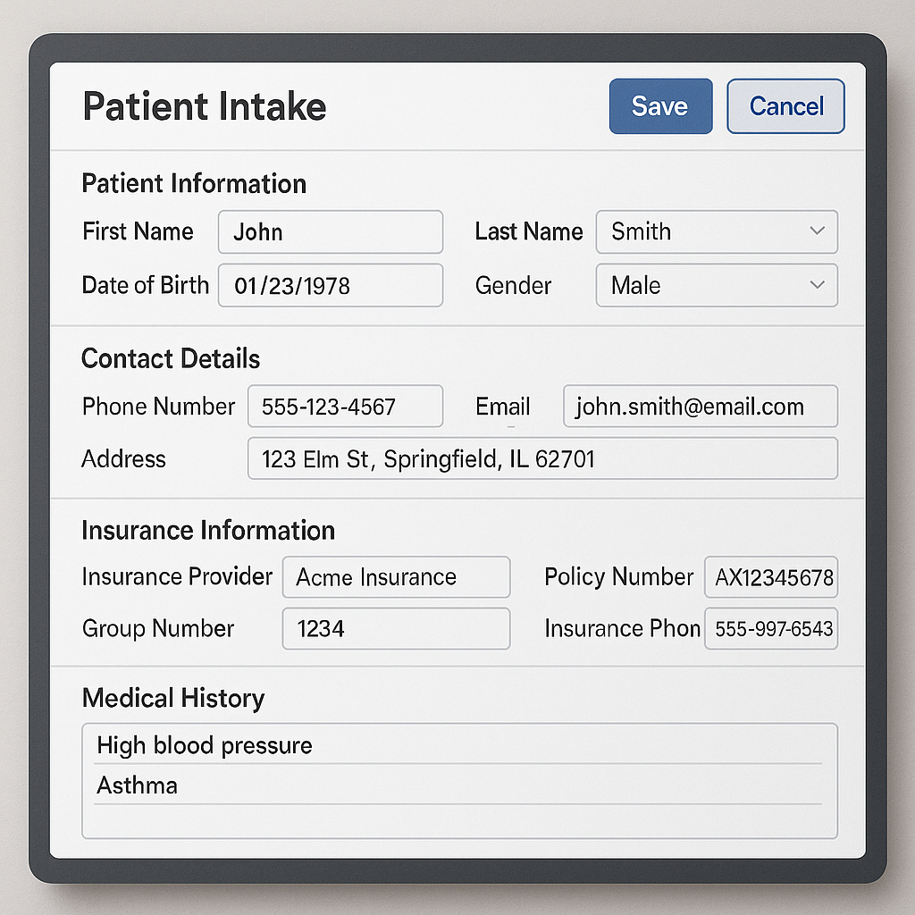 Patient Intake Software