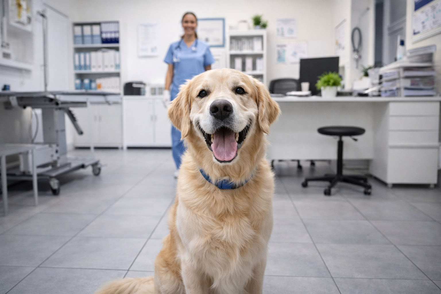 pet in a clean vet office